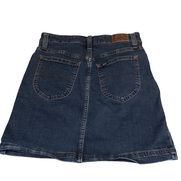 Vintage Lee Denim Blue Jean Skort Women's A-Line Style Back Pockets Size S - Picture 4 of 15